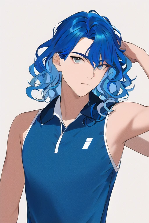 [NovelAI] wavy hair Masterpiece cool man cool tennis wear [Illustration]